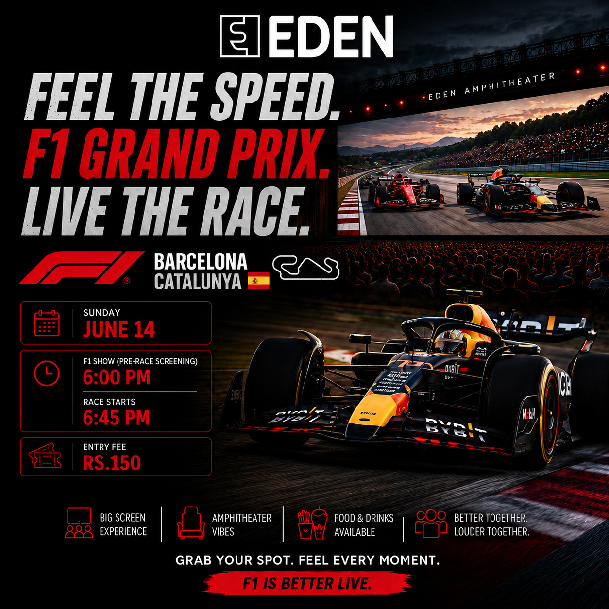 F1 Grand Prix (Barcelona Catalunya) Watch Party at Eden Sanepa